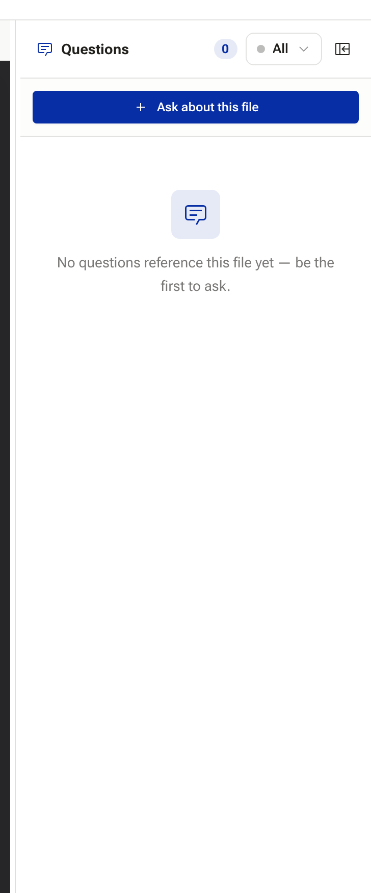 The viewer's Questions panel with the Ask about this file button